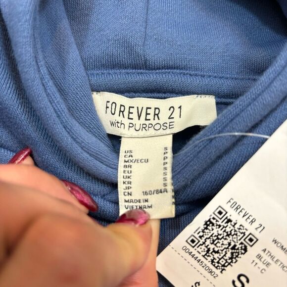 Ladies Brand New Forever 21 with Purpose Blue Cropped Hoodie Size Small - Picture 11 of 11